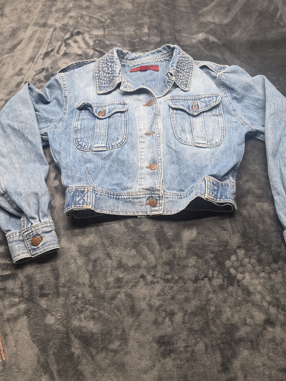 Katherine Hamnett London Cropped Denim Jacket Boxy,vintage Size 42 Usa Medium 8